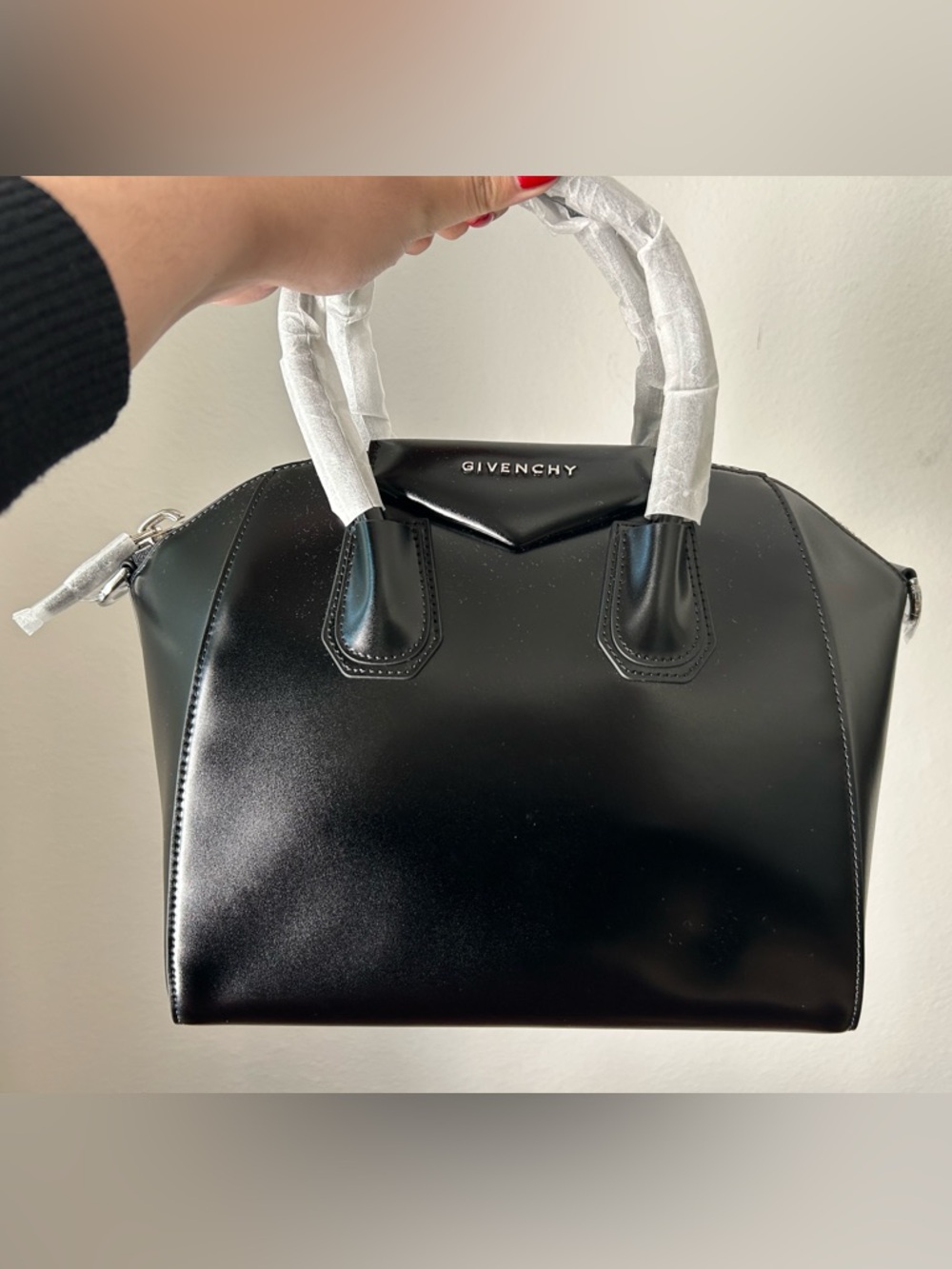 Smooth Leather Satchel in Black